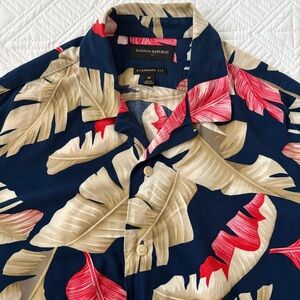 Banana Republic Men’s Button Down Tropical Banana Leaves Print Shirt Size Medium